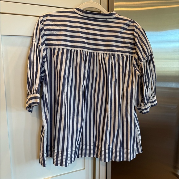 By Anthropologie Darcey Striped Blue and White Women's popover top XL - Picture 9 of 9
